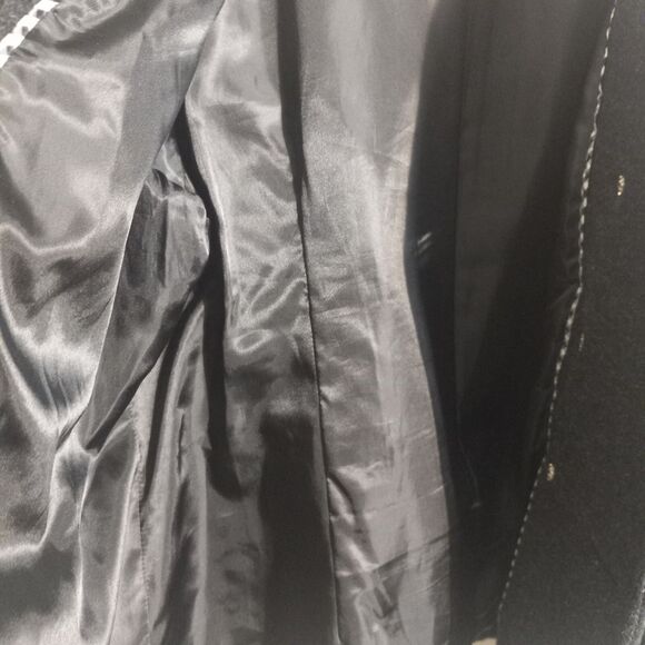 St. John's Bay PXL Petite XL Black Pea Coat Double Breasted Wool Blend Warm Jack - Picture 10 of 13